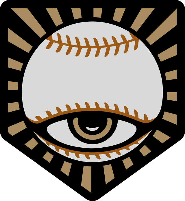 Terrorball logo. An illuminati style all knowing eye in a baseball radiating holy light inside of a home plate.